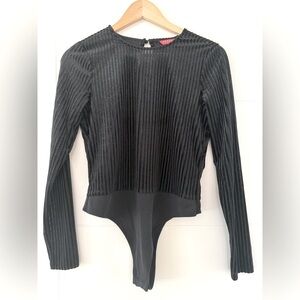 Guess Shimmer & Ribbed Open Back Bodysuit, size medium.